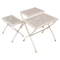 Weiße Aluminium-Nesttische für den Außenbereich von Scroll - 3er-Set