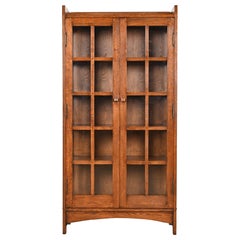 Gustav Stickley Style Mission Oak Arts and Crafts Bookcase Cabinet