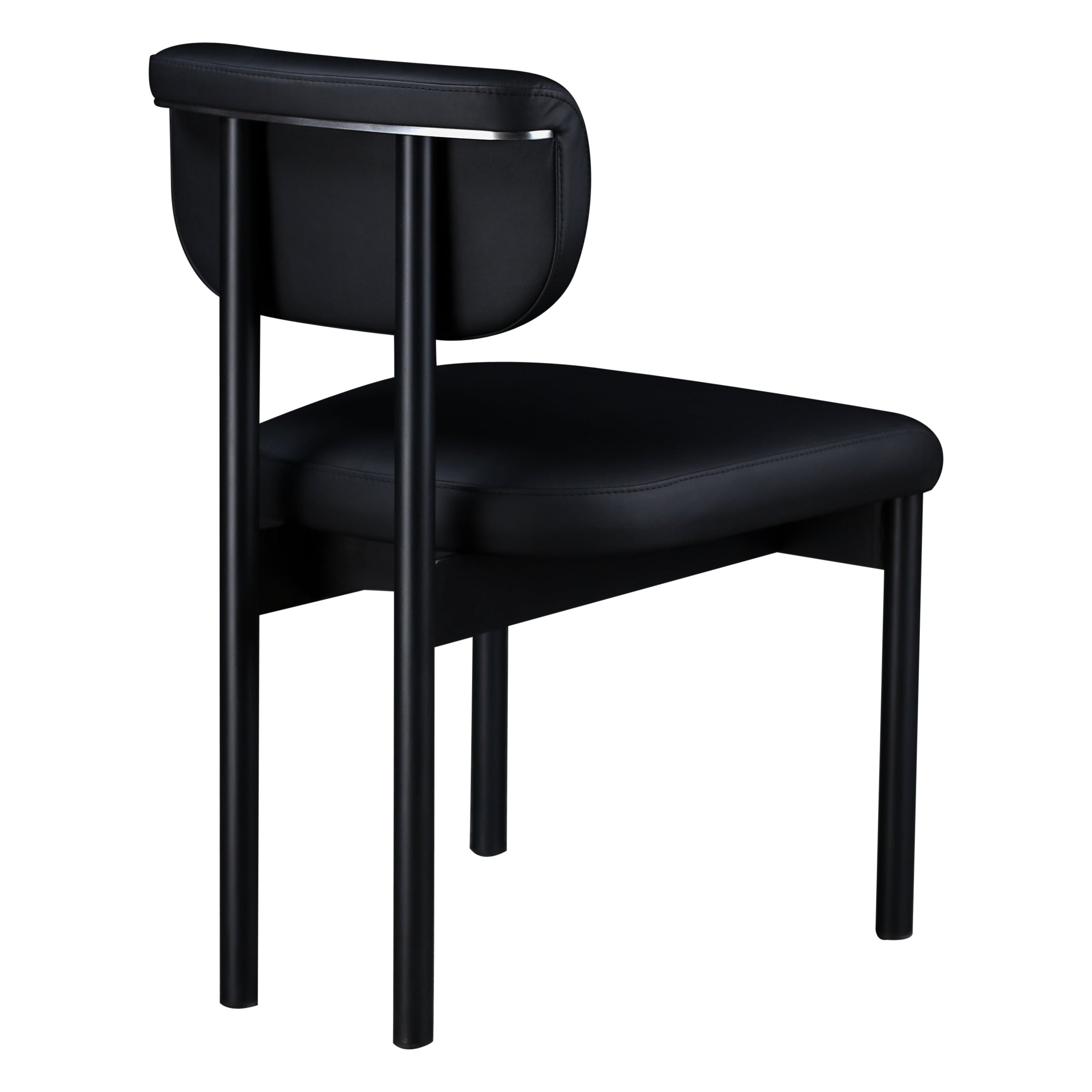 Gadot Chair by AMBROZIA, Black Nappa Leather, Blackened Steel & Satin Nickel