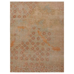 Rug & Kilim’s Modern Abstract Art Rug in Beige-Brown with Floral Patterns