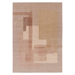 Rug & Kilim’s French Art Deco Style Rug in Pink with Geometric Patterns