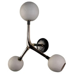 Organic Modern Sconce Cast Polished Bronze White Handmade Porcelain Globes