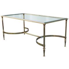 Elegant Brass and Glass Cocktail Table with Chrome Accents