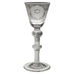 Antique Jacobite Wine Glass with Air Twist Stem c1750