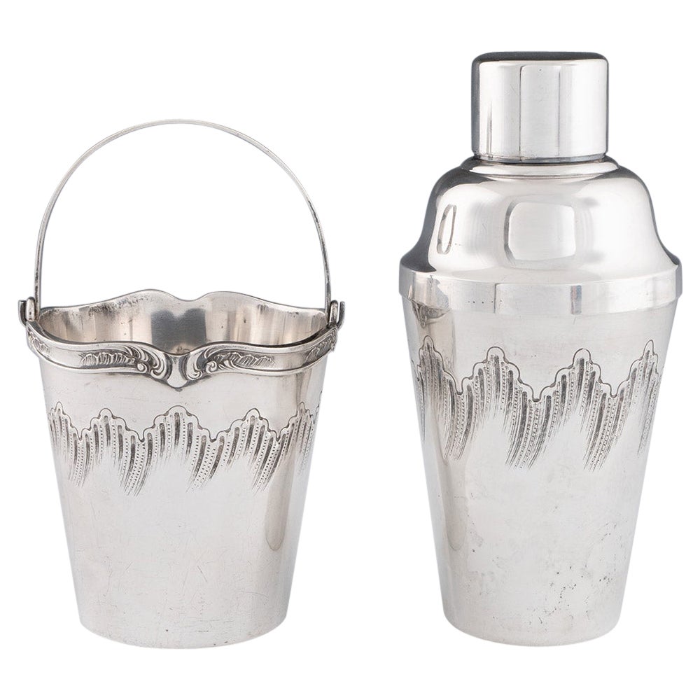 Coctelera y cubitera de plata Delheid c1935