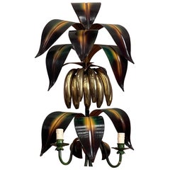 1970s Italian Large banana leaf/ palm wall light