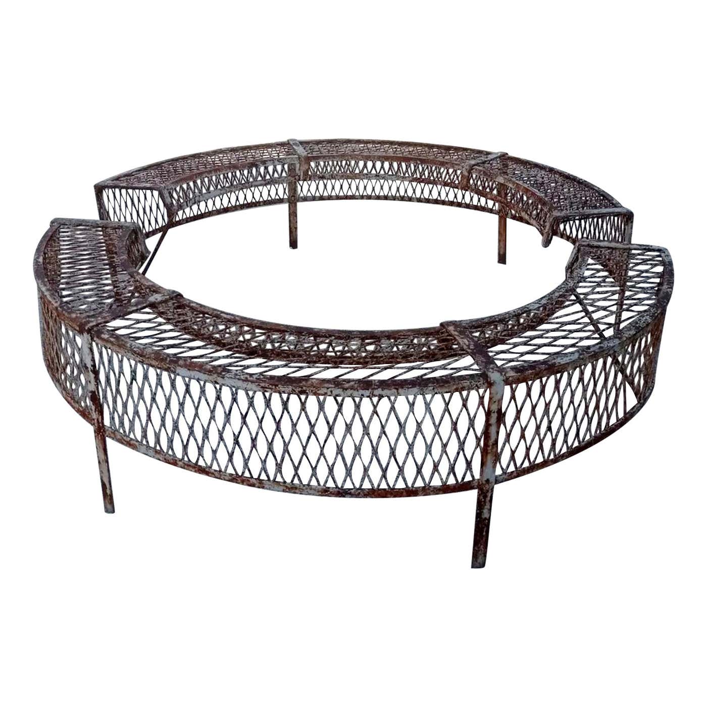 Two rare rounded wrought-iron benches, France beginning of the 20th ...