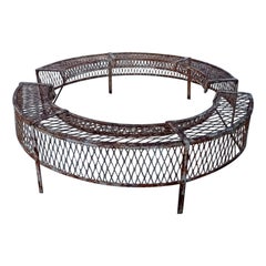 Two rare rounded wrought-iron benches, France beginning of the 20th century.