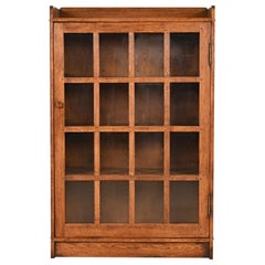 Stickley Style Mission Oak Arts and Crafts Bookcase Cabinet
