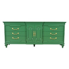 Thomasville French Regency Louis XVI Green Lacquered Dresser or Credenza