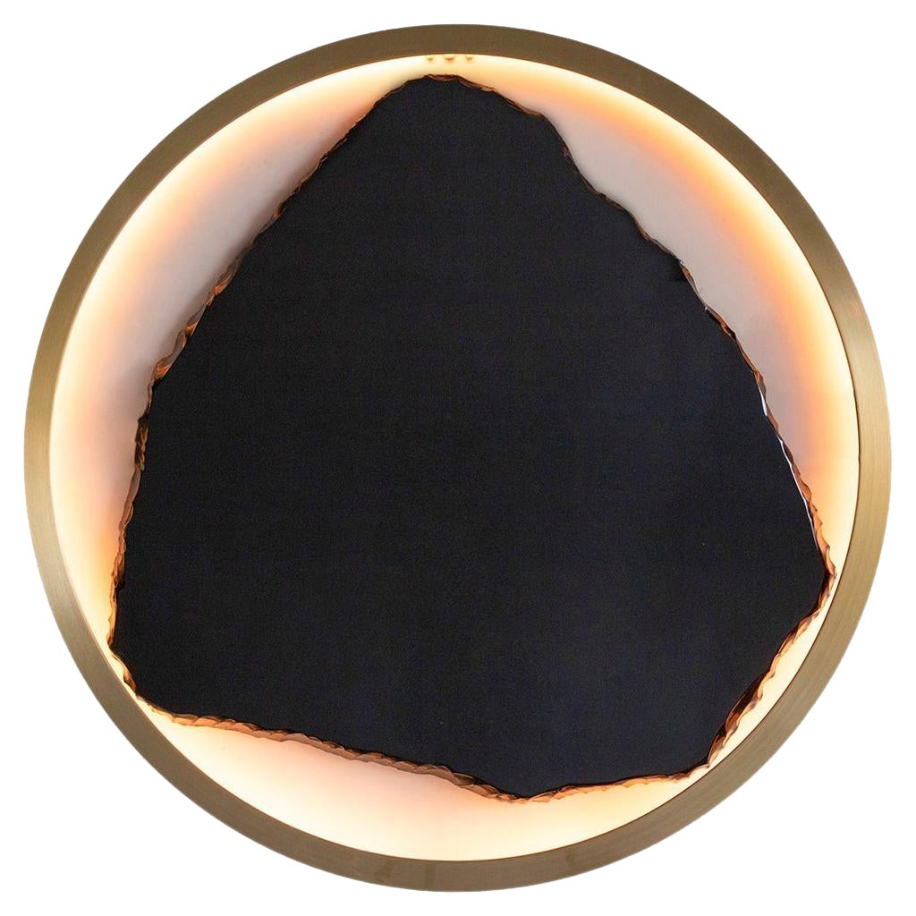 Solar Eclipse  - Sten Studio - Ø 40 in -  Handcrafted obsidian mirror