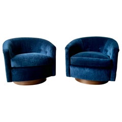 Retro Milo Baughman "Roxy" Swivel/Rocker Lounge Chairs, Thayer Coggin