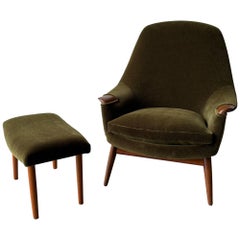 Gerhard Berg Lounge And Ottoman, Danish Modern, 1960s