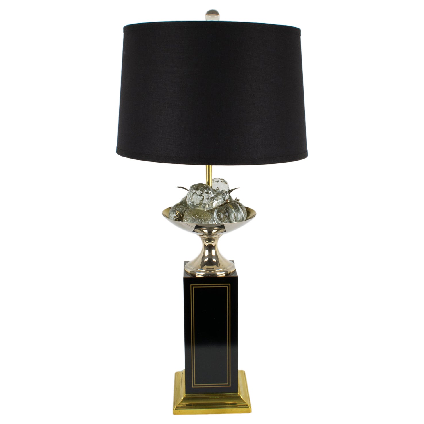 Rare Maison Charles Paris Gilded Metal and Crystal Table Lamp, circa 1960
