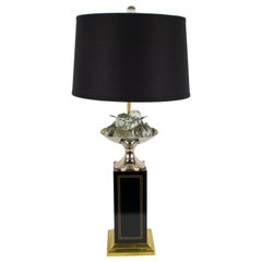 Rara lampada da tavolo in metallo dorato e cristallo di Maison Charles Paris, circa 1960