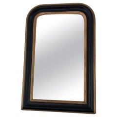 Antique Louis Philippe Full Length Mirror In Black and Gold France Late 19th Cen