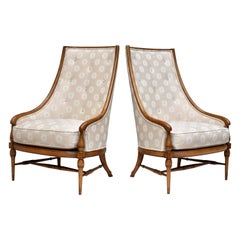 Tall Curved Back Lounge Chairs by Tomlinson, Pair