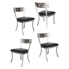 Brushed Steel Klismos Style Chairs by Design Institue of America