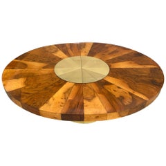 Paul Evans for Directional Burl Walnut and Brass Oval Extension Dining Table