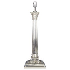 Exquisite Victorian Silver-Plated Corinthian Column Table Lamp