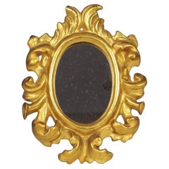 Exquisito Espejo de Pared Antiguo de Madera Dorada Italiana