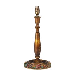 Antique Carved Wood Painted Fruit Table Lamp