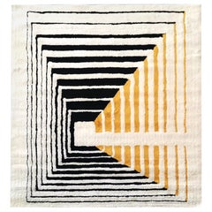 Handgefertigter Wollteppich, Unendlichkeitsdesign 8 x 10 Ft. Inspiriert von Bauhaus-Poster