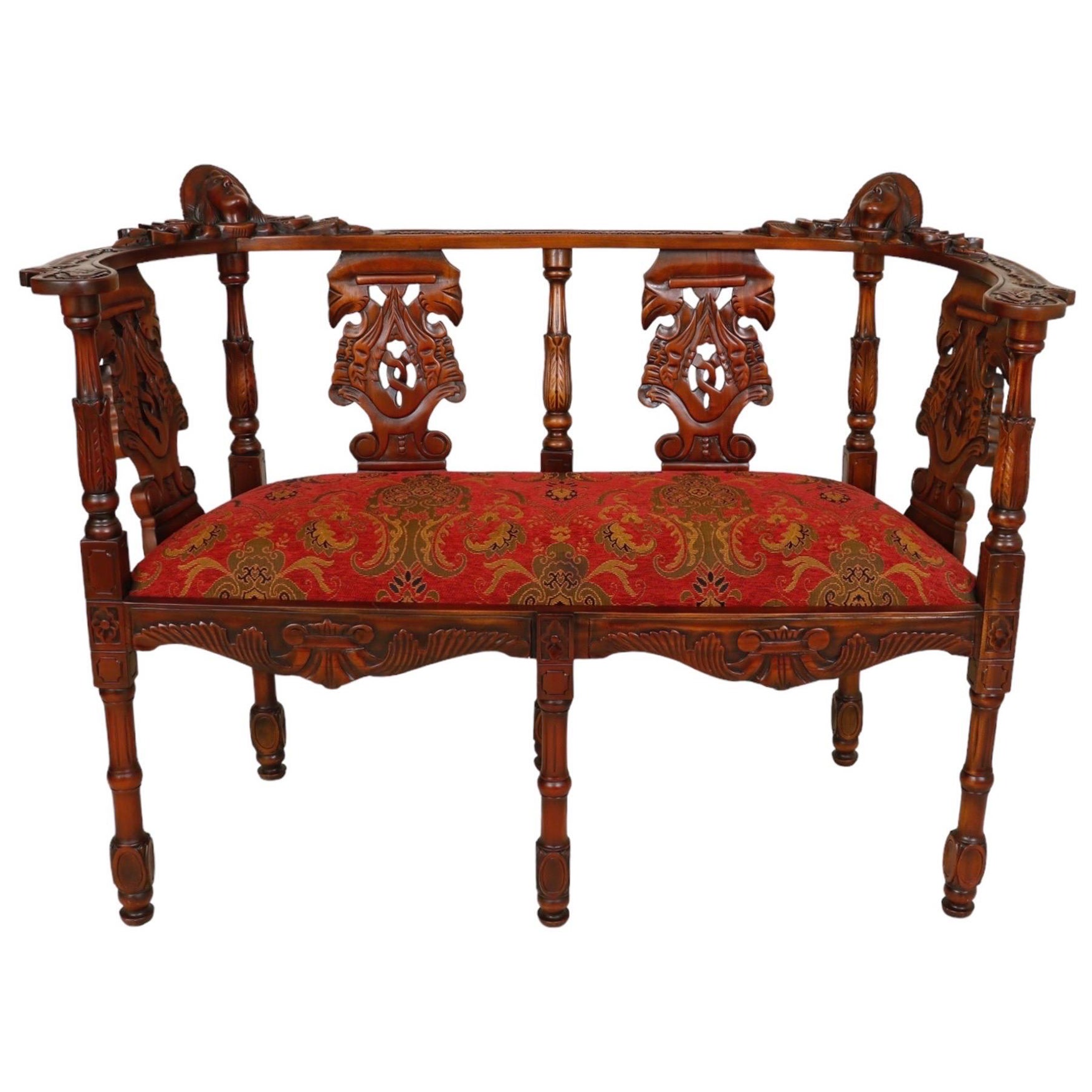 1910 Walnut Parlor Settee