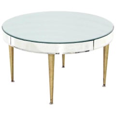 Mirrored Top Drum Shape Coffee Table Bent Glass 