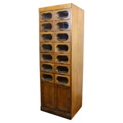 Antique Golden Oak Haberdashery Cabinet by Dudley & Co. England