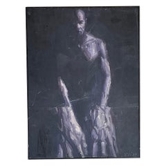 Vintage Boho Original Abstract Figurative Oil Painting on Board (pittura ad olio astratta su tavola)