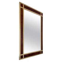 Espejo de pared Willy Rizzo de latón y madera de arce