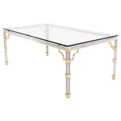 Glass Top Rectangle Chrome Brass Dining Conference Table 7