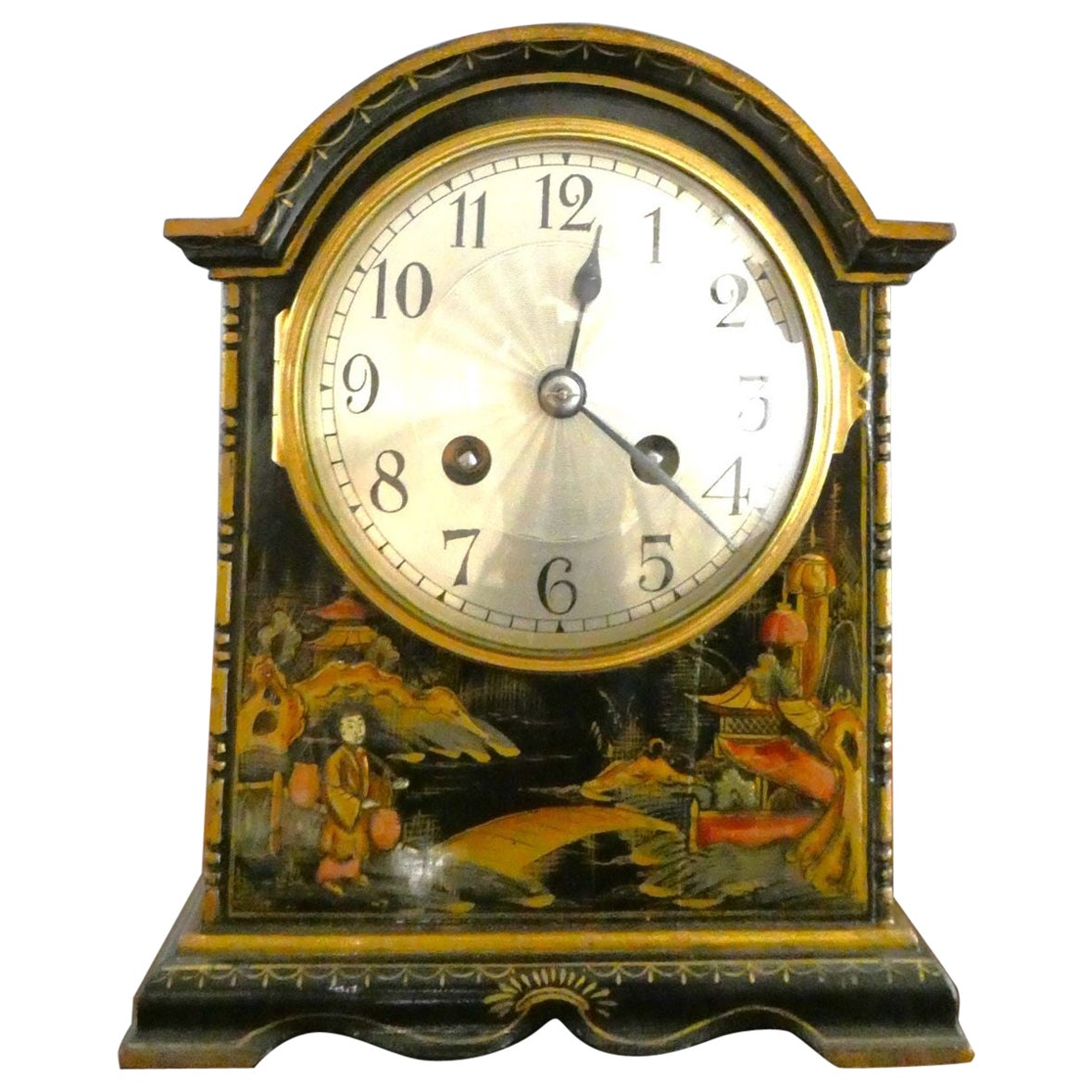 Orologio da tavolo edoardiano decorato in stile cineseria