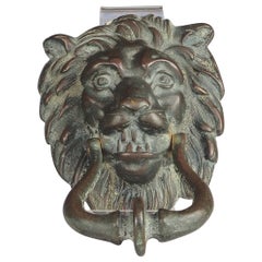 Genuine Antique Solid Brass Lion Door Knocker