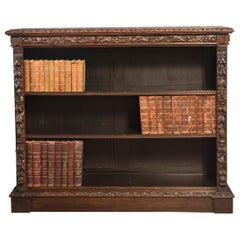 Antique Carved oak open bookcase