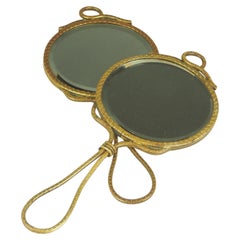 Pair of Art Nouveau Hand Held Bevelled Mirrors