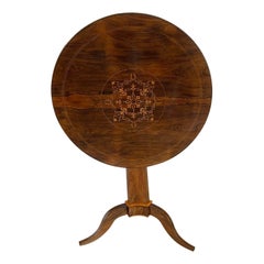 Outstanding Quality Antique Rosewood Inlaid Circular Lamp Table