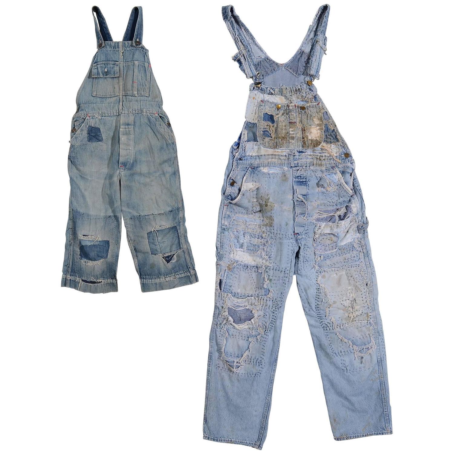 Mended, Patched, Embroidered and Quilted Overalls For Sale at 1stdibs