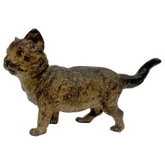 1900s Vienna Cold Painted Bronze Cat, Attributed to Bergman