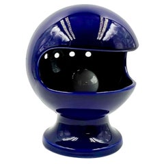 Vintage Space Age Lamp by Enzo Bioli 'Il Picchio' in Blue Ceramic, 1960s