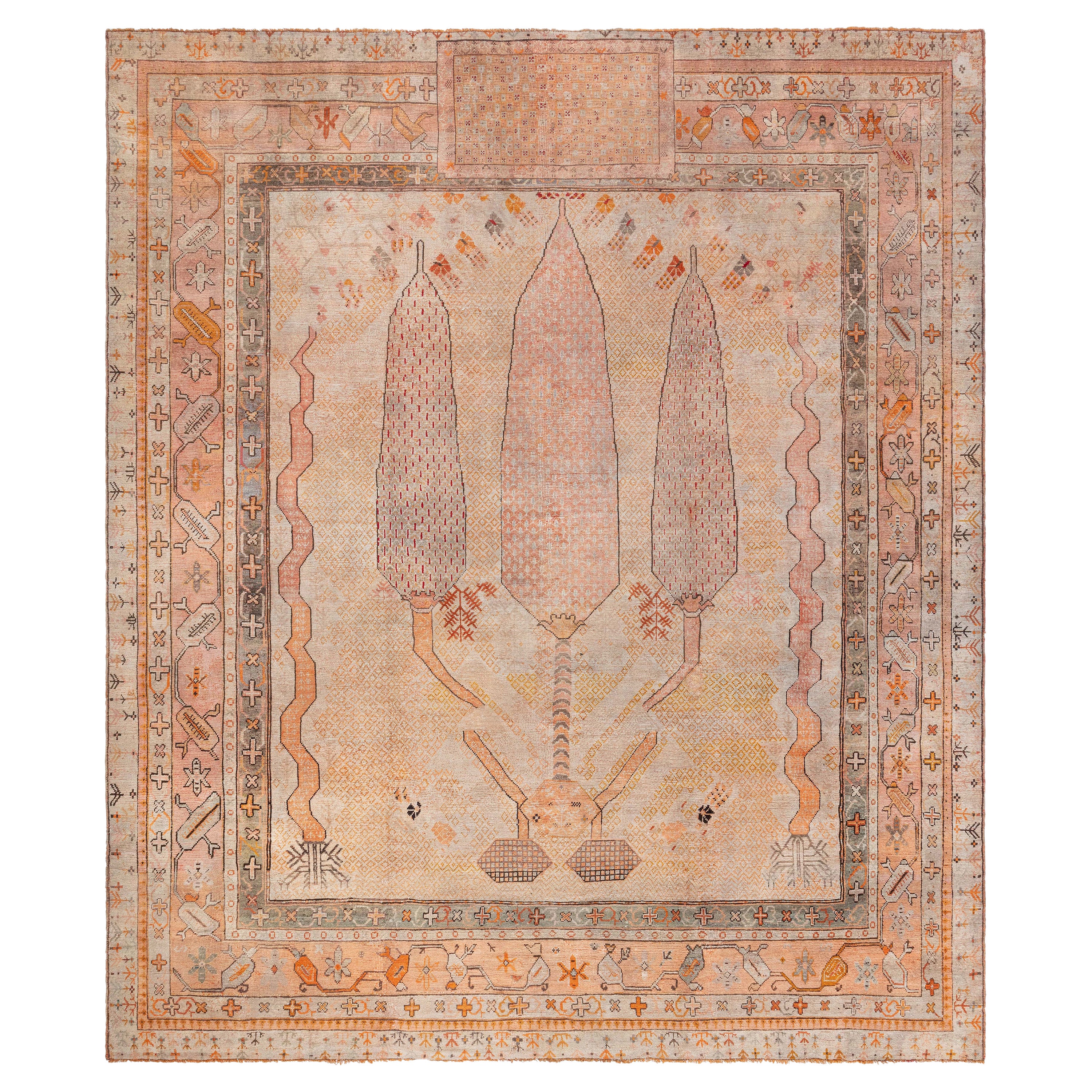 Doris Leslie Blau Oversized Antique Turkish Oushak Handmade Wool Rug For Sale