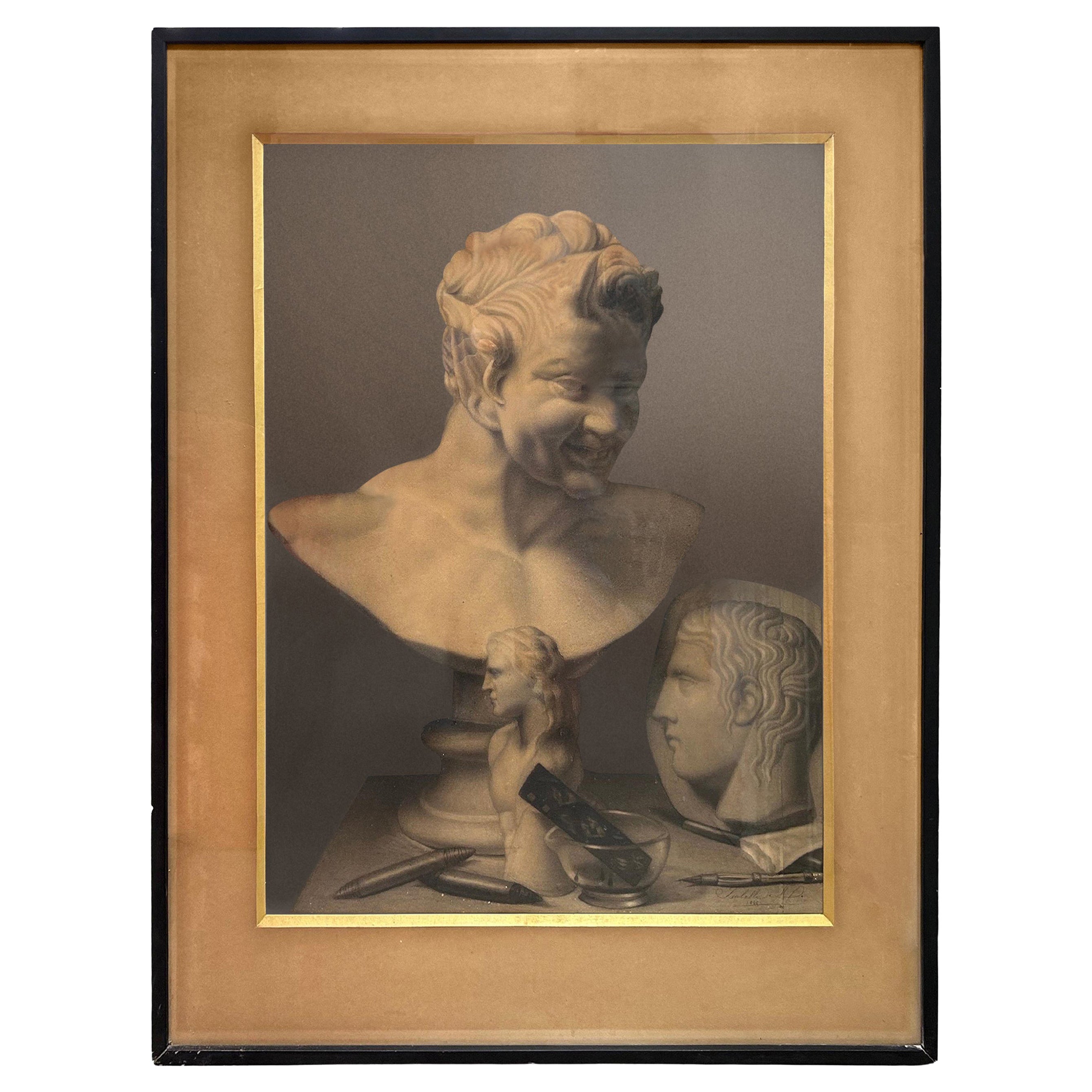 Disegno accademico francese del XIX secolo con cornice