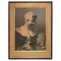Dibujo académico francés del siglo XIX enmarcado