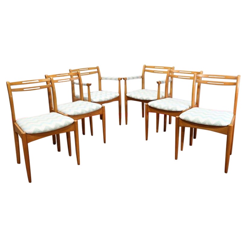 Sedie da pranzo in teak moderne del Medio Secolo x 6 di Morris of Glasgow in stile danese