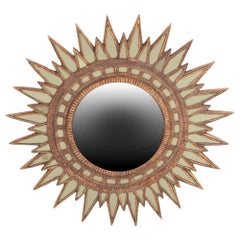 Textured Glass & Resin Convex Sunburst Mirror.