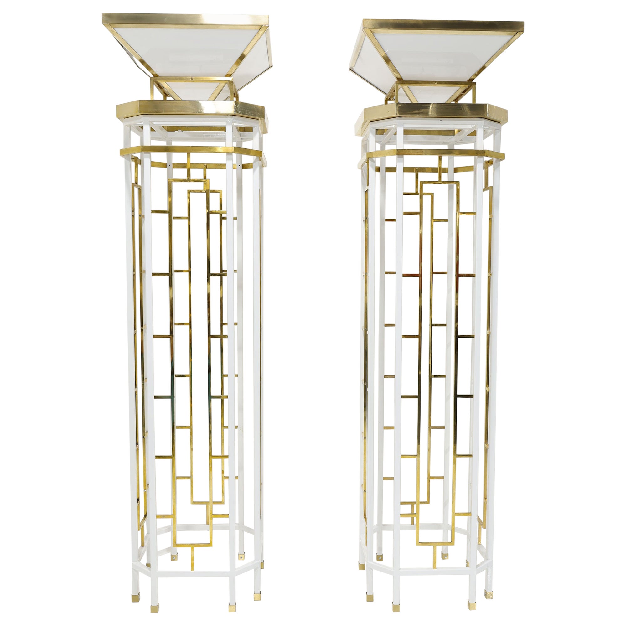 Monumental Brass and Metal Torchieres For Sale