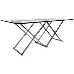 Mid-Century Modern Chrome and Glass Console Table 4