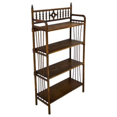 Antique Victorian English Carved Oak Bookcase / Etagere / Shelf