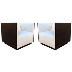  Pair of Cube Club Chairs in the Manner of Milo Baughman 